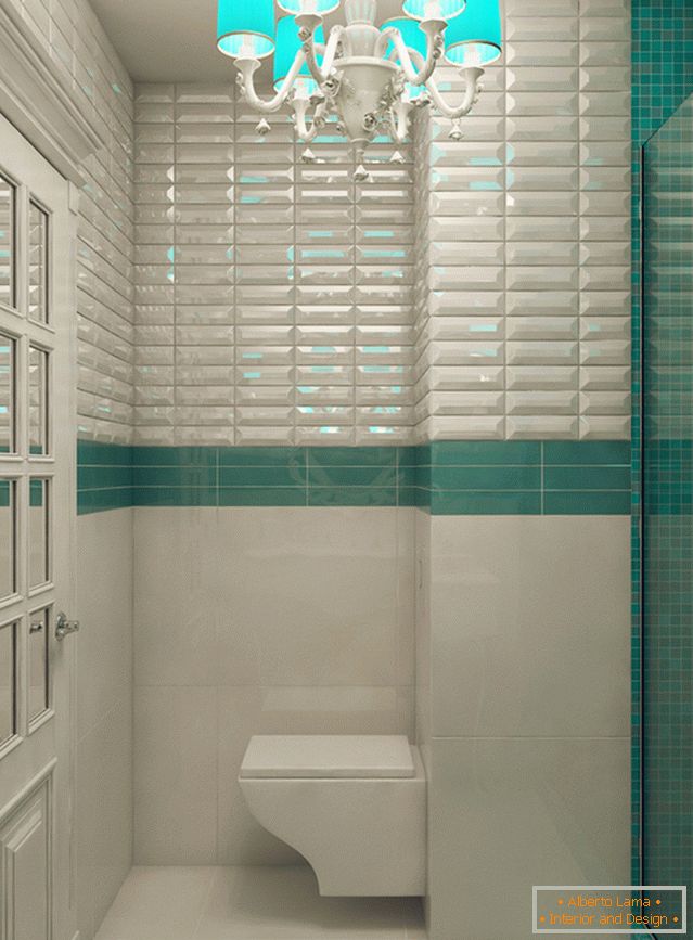 Interior of a small bathroom combined with a toilet