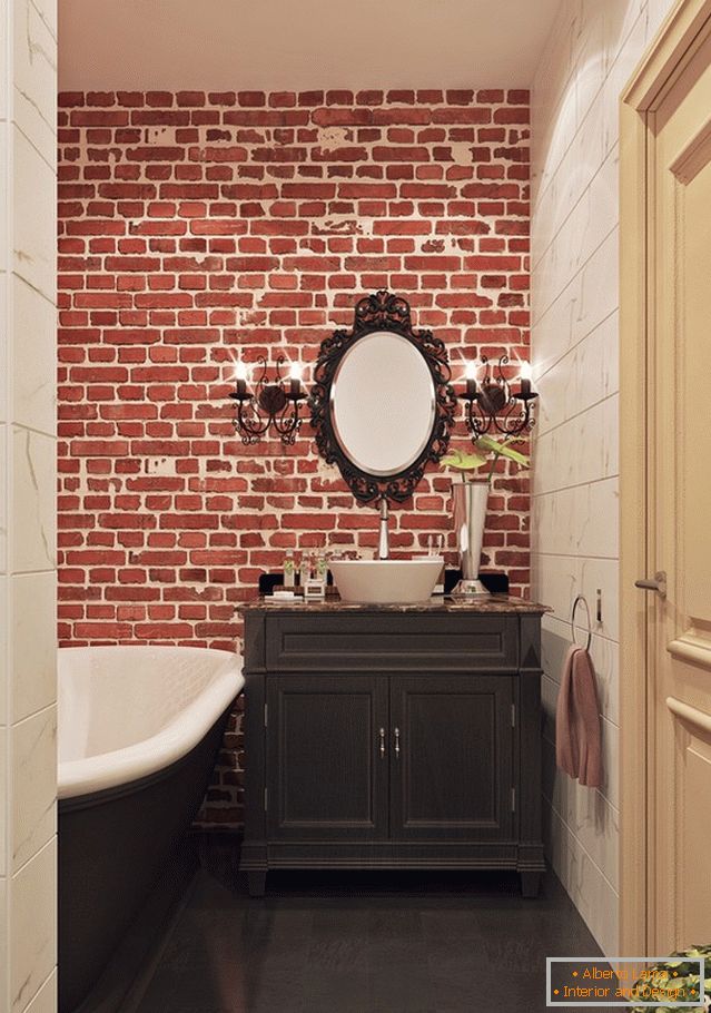 Interior of a small bathroom combined with a toilet