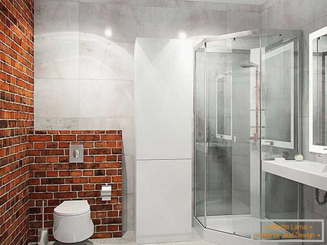 Interior of a small bathroom combined with a toilet