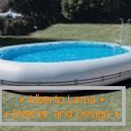 Inflatable swimming pool on site