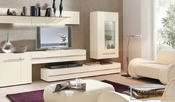 Modular white living room furniture in a modern style