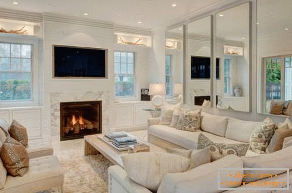 White furniture for the living room - photo of the elegant interior