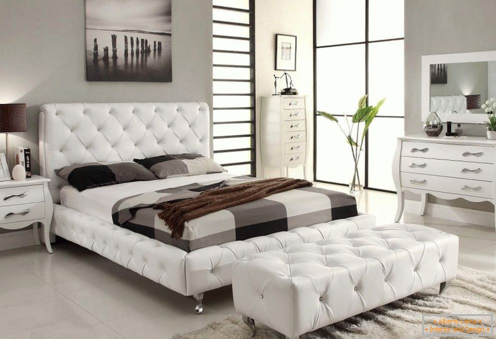 Bedroom interior with white furniture