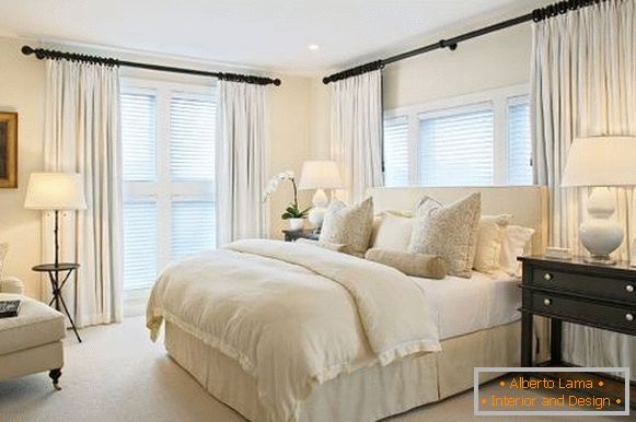 Beautiful white bedroom with black decor