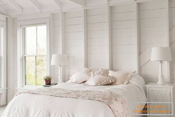 Country white bedroom in the interior photo