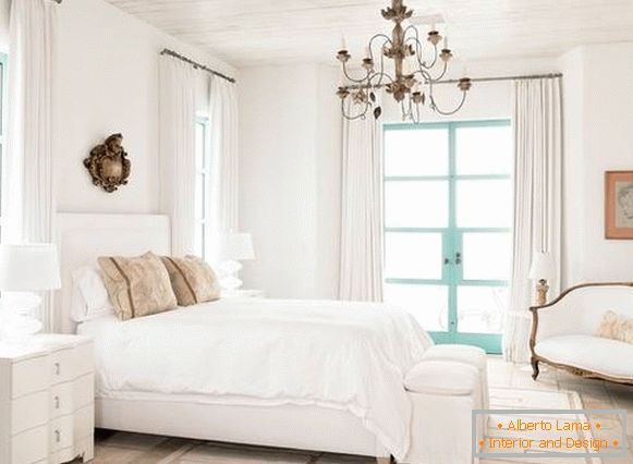 Stylish bedroom in white tones
