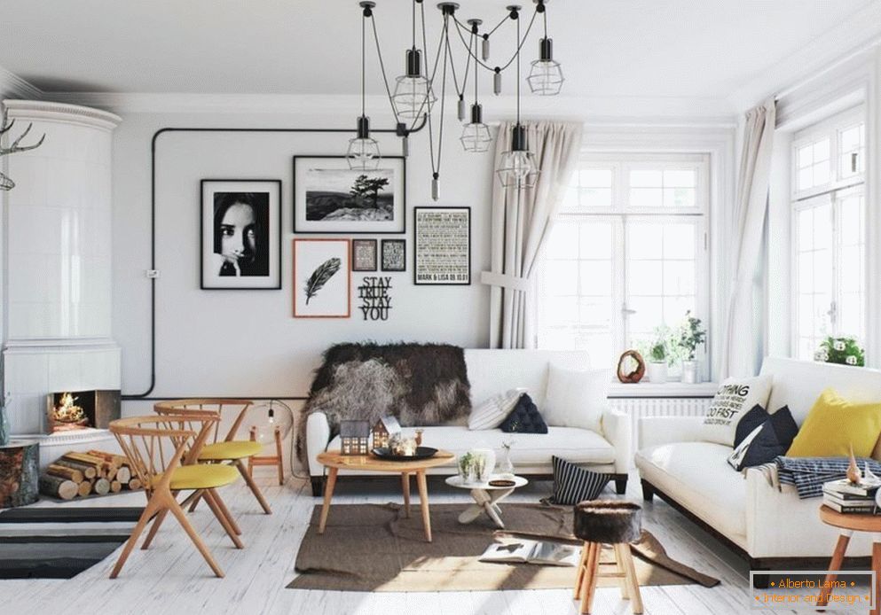 Scandinavian style with white walls