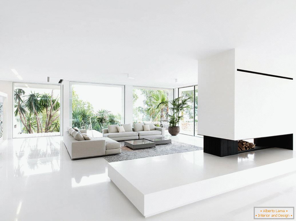 White walls in the interior в стиле минимализм