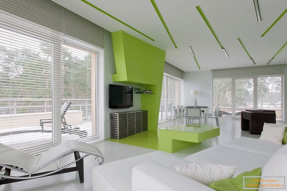 White-green walls in the interior