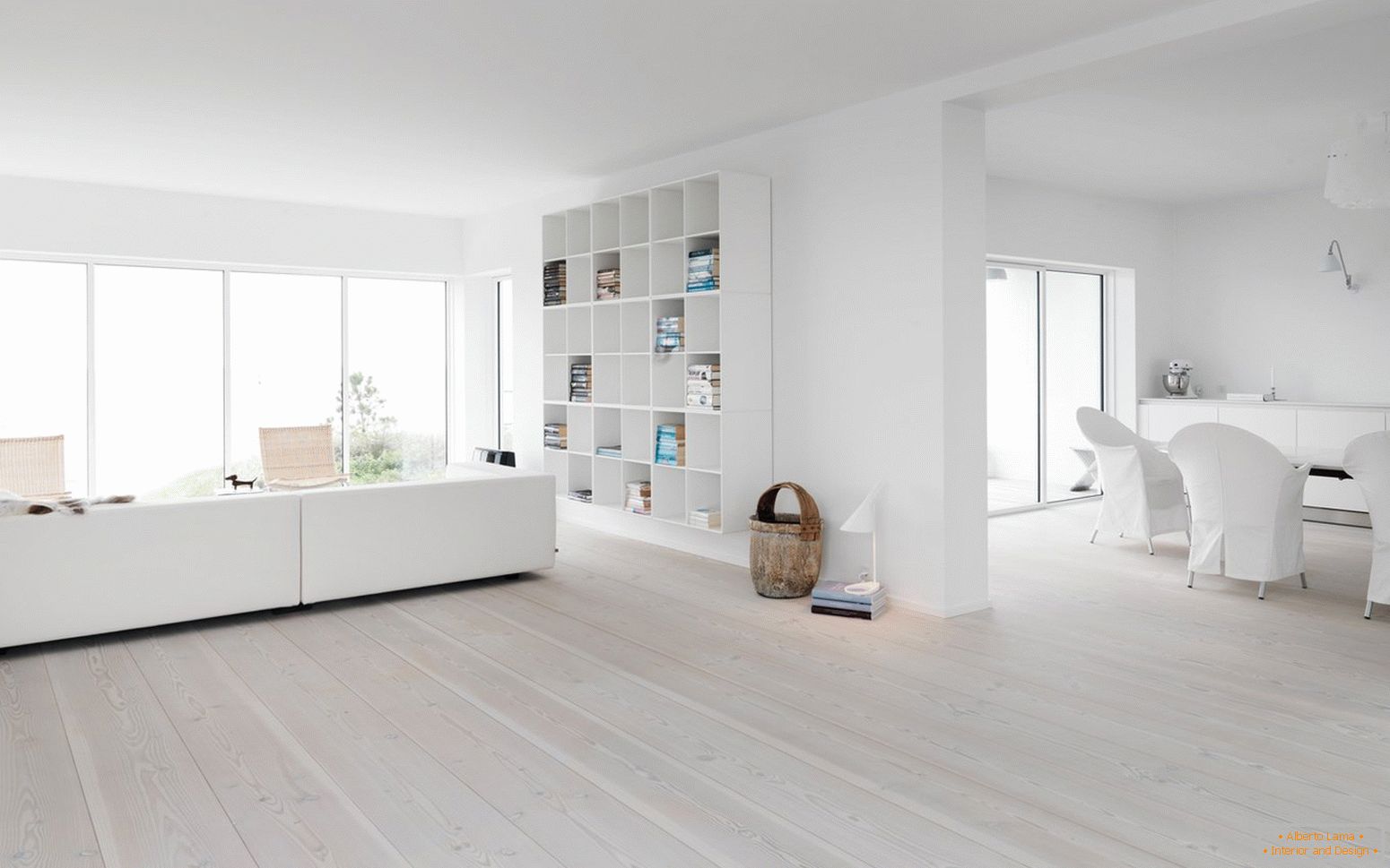 White floor in the design of rooms