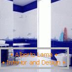Bathroom in blue and white colors