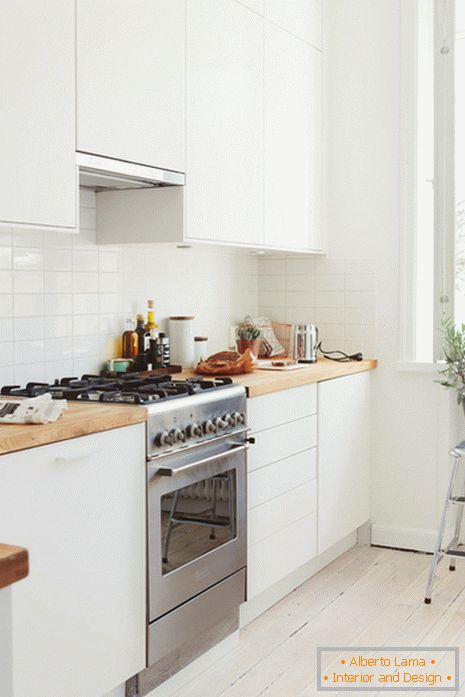 Kitchen interior in a small one-room apartment