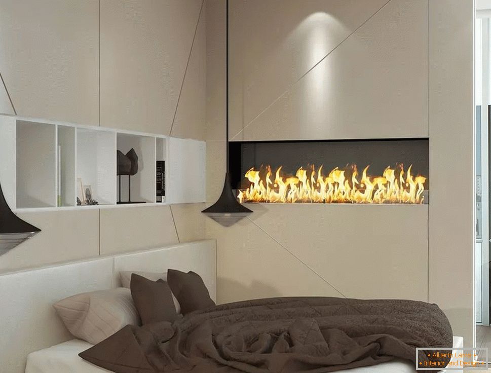 Bio fireplace in the bedroom