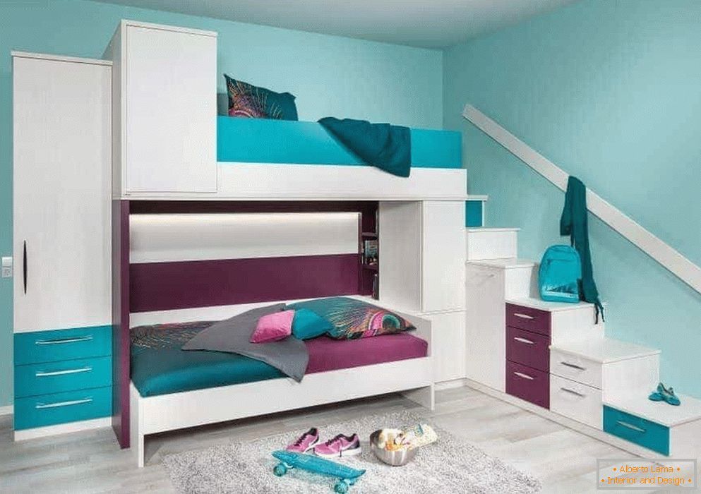 Children's room in turquoise color