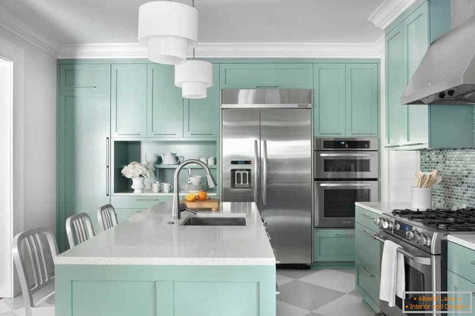Kitchen in turquoise color