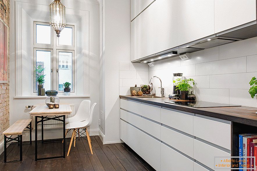 Kitchen in a one-room apartment in Gothenburg (Sweden)