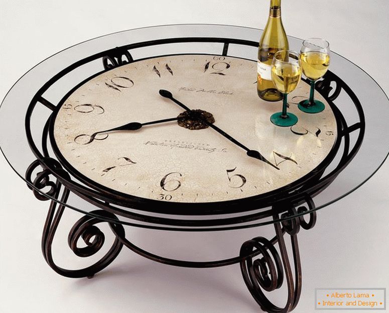 Table with countertop clock