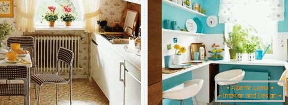 Examples of the layout of small kitchens