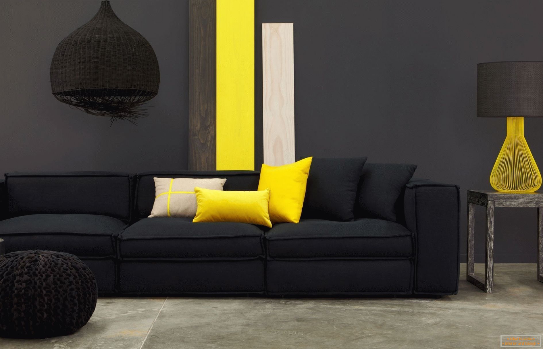 Yellow with black in the interior