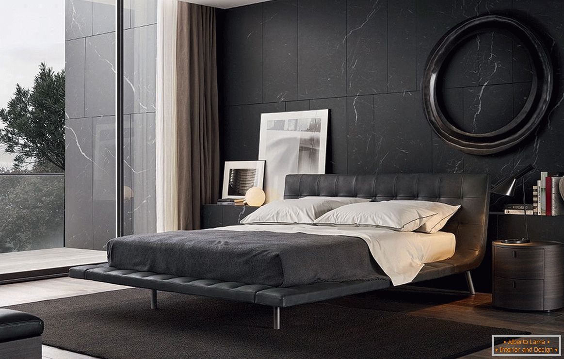 Modern bedroom in black tones