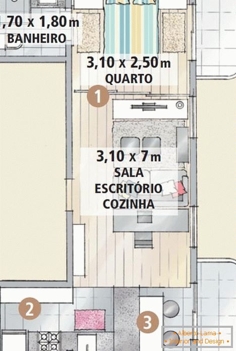 Apartment plan in mini-loft style