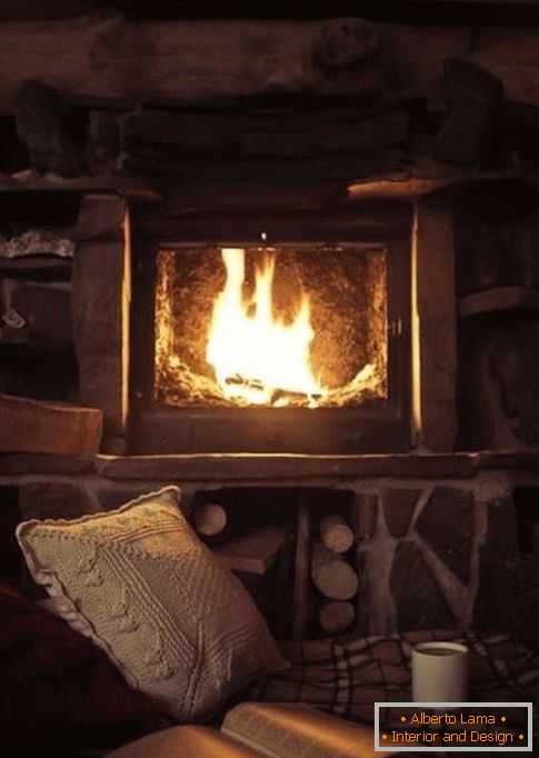 Fireplace in the traditional interior