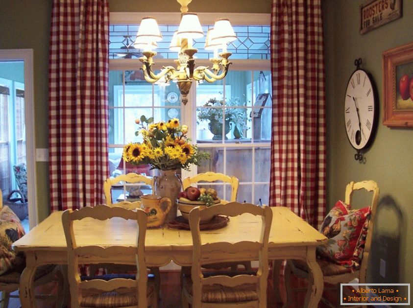 Country style in the interior of the dining room
