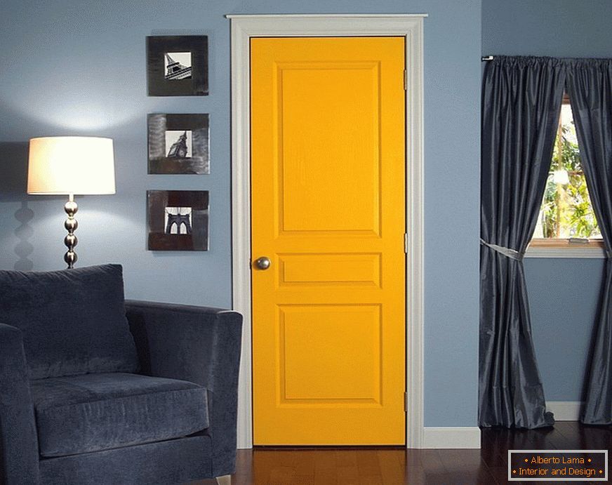 Blue walls and yellow door
