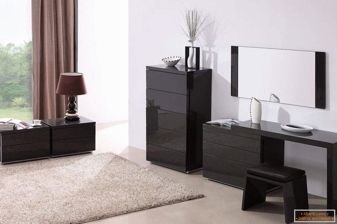Furniture ensemble of color wenge in the interior