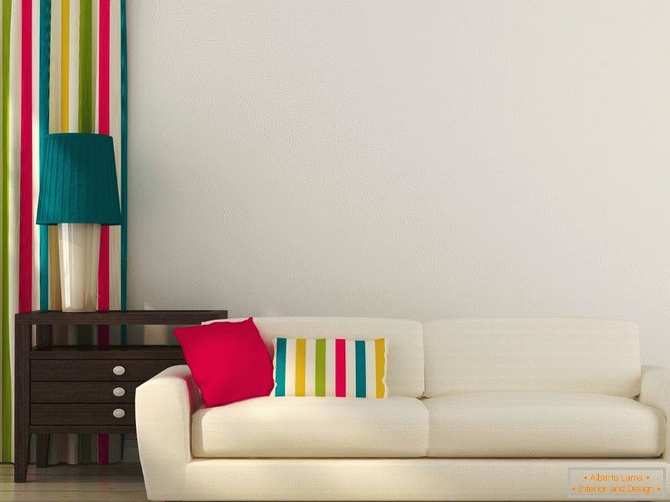 Individual colored decor objects can transform a boring interior