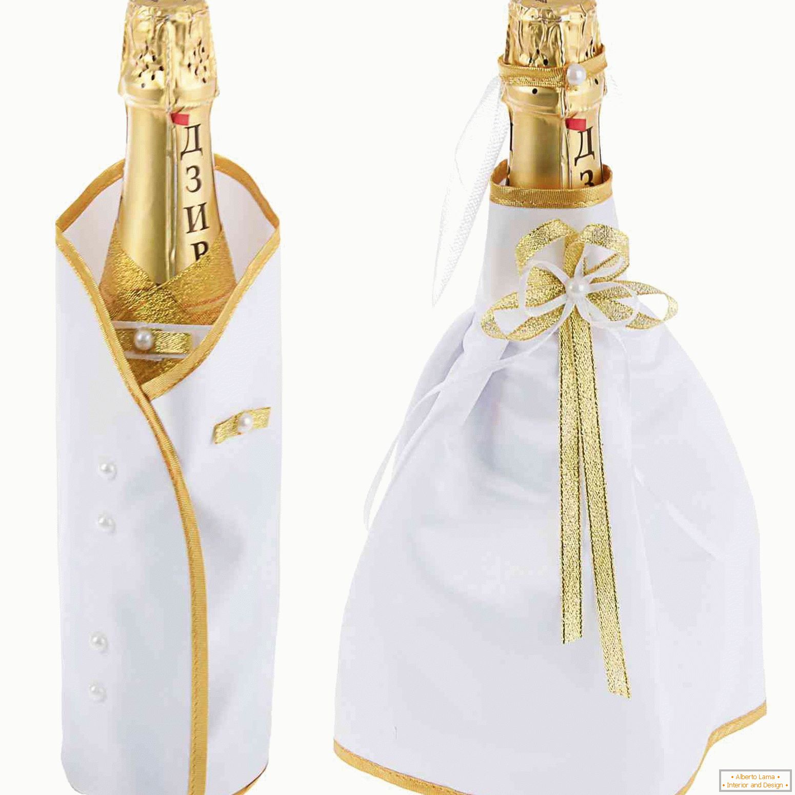 White outfits on bottles