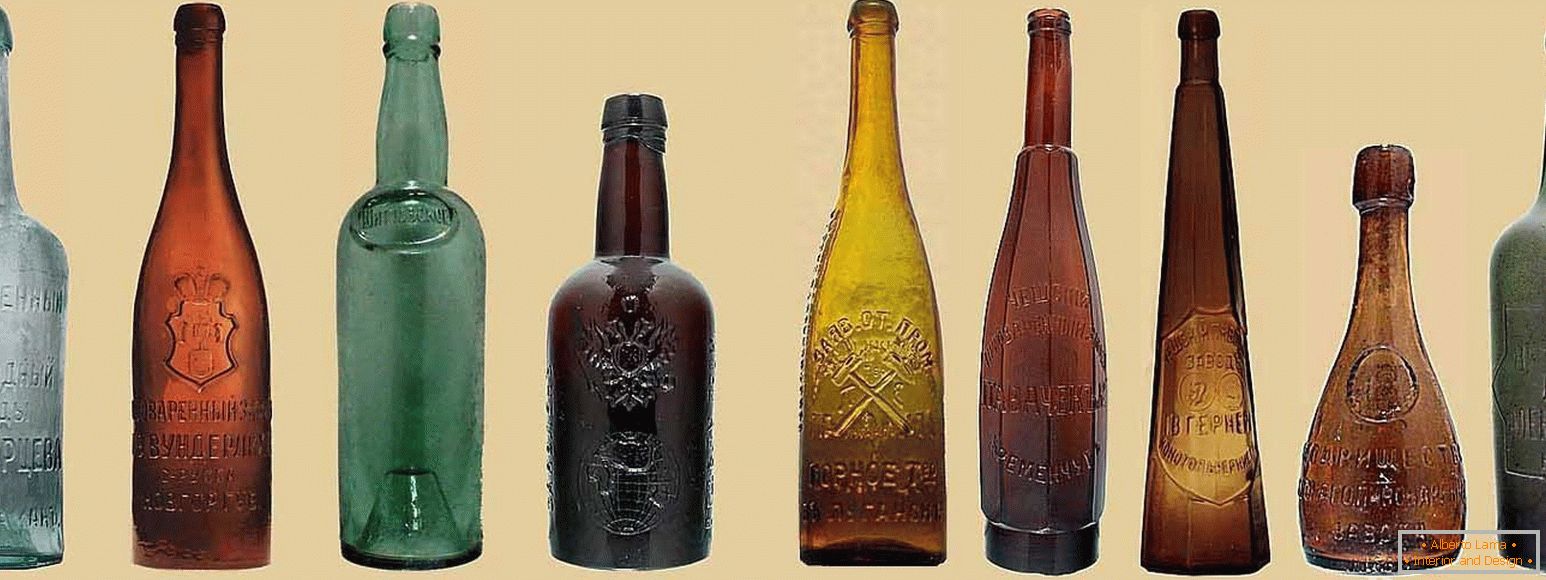 Decor of glass bottles