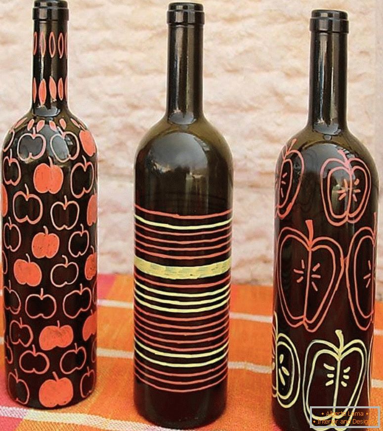 Ideas for painting bottles from wine