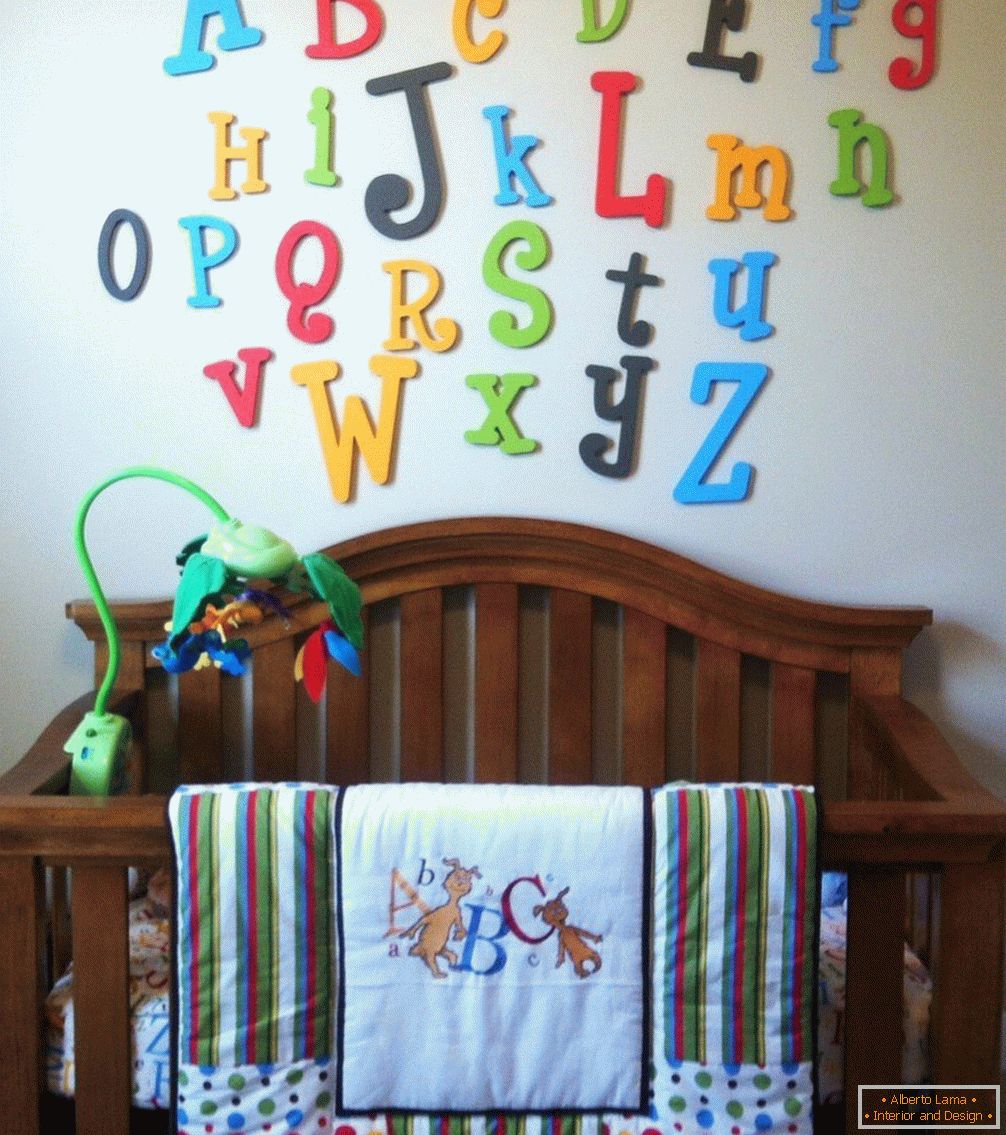 Adhesive letters on the wall