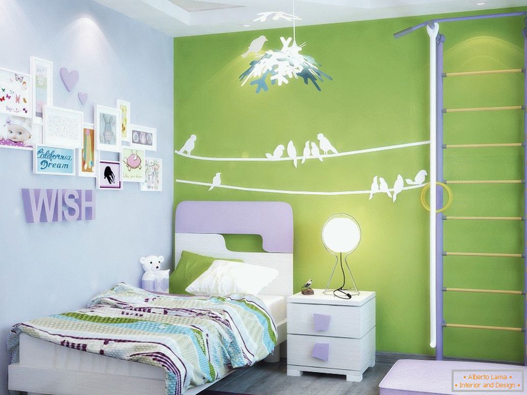 Decor of paper on the wall in the nursery