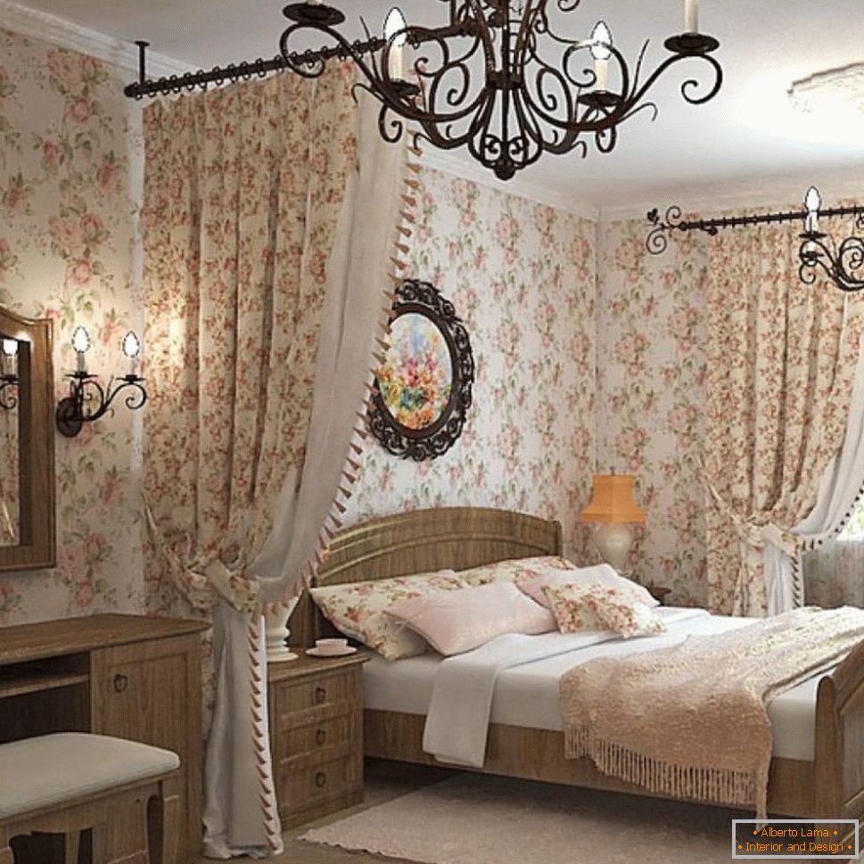 Chandeliers with candles in the bedroom