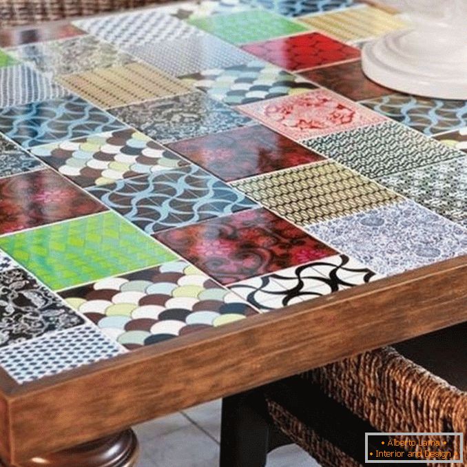 Table made of ceramic tile
