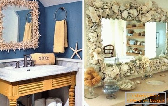 Bathroom decor with own hands - mirror decoration with seashells