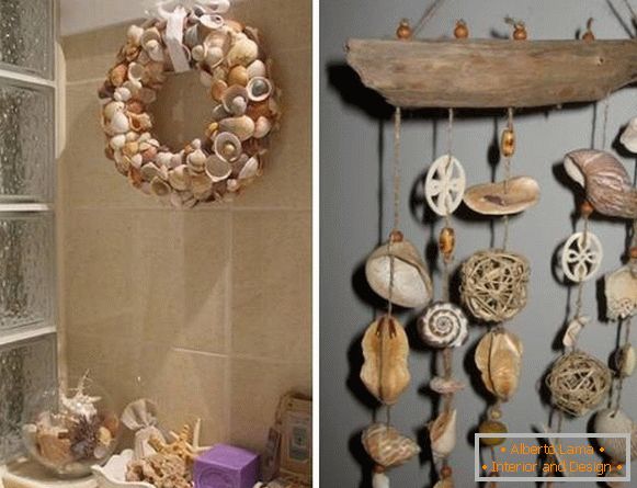 How to decorate the walls in the bathroom with cockleshells