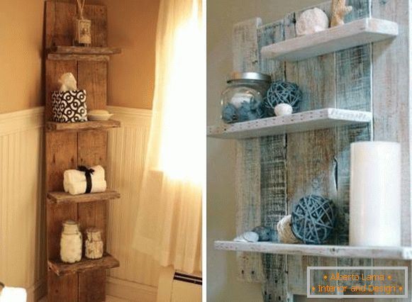 How to decorate a bathroom with beautiful wooden shelves