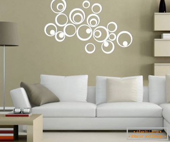 Decorative stickers on the wall with a mirror coating