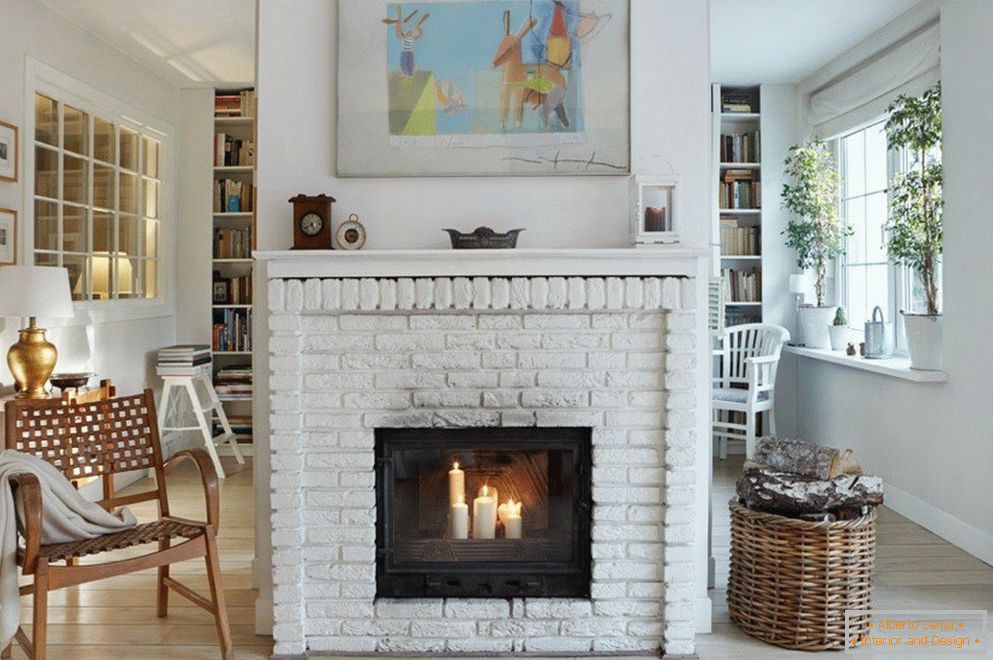 Interior with decorative fireplace