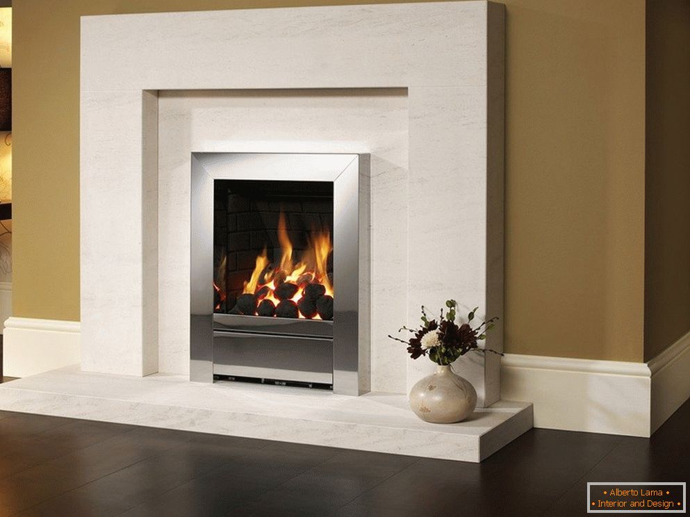 Decorative fireplace with a flame