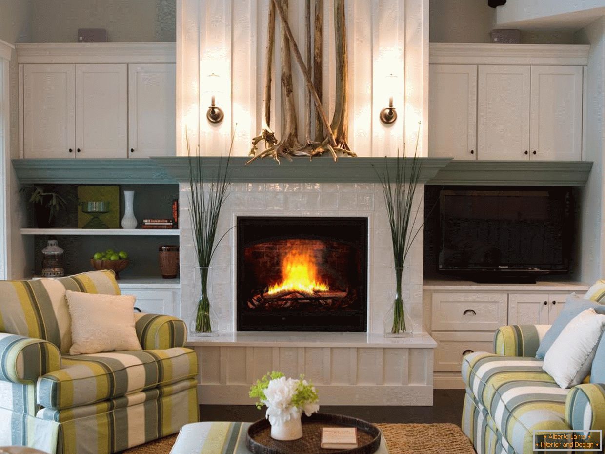 Decorative fireplace in the living room