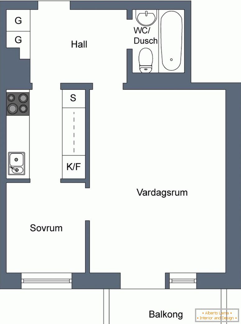 One-bedroom apartment with balcony