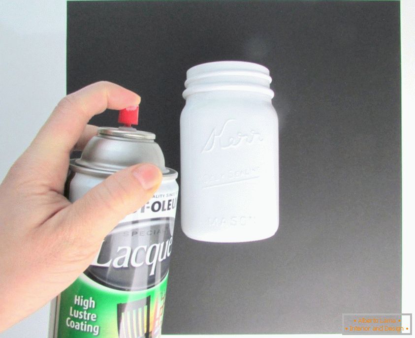 Paint the glass jar with spray paint