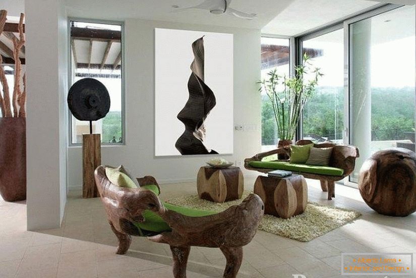 Living room with wooden bemel