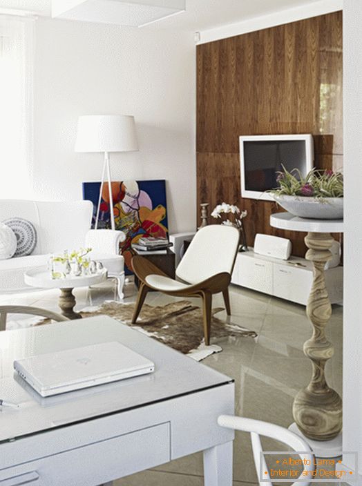 Wood in the interior of the living room