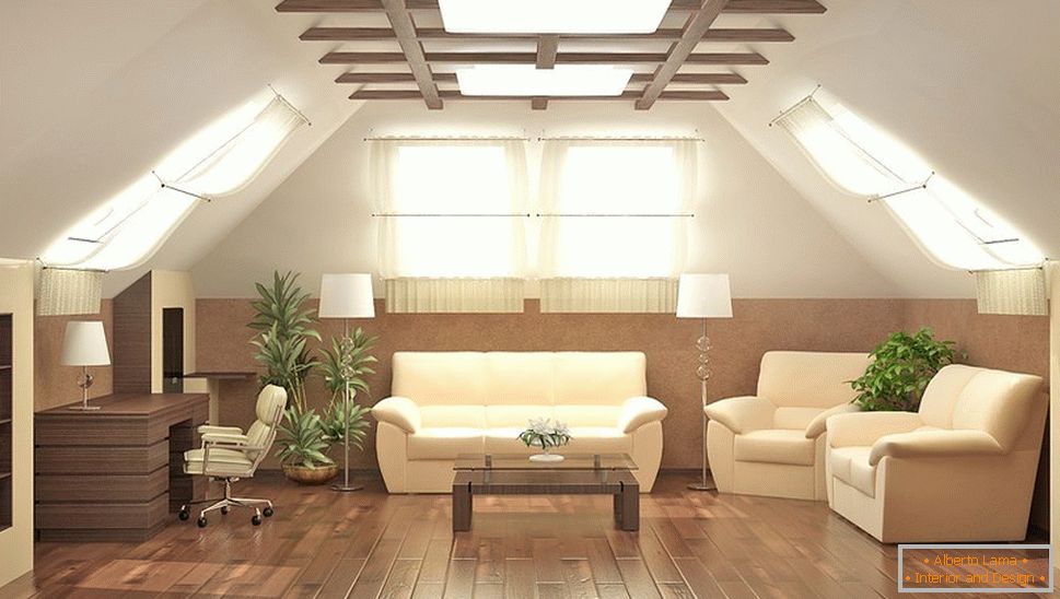 Ceiling decoration with wooden beams