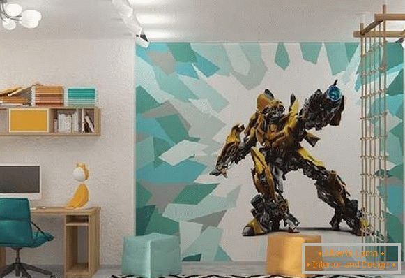 wall-papers transformers in a children's room, photo 2